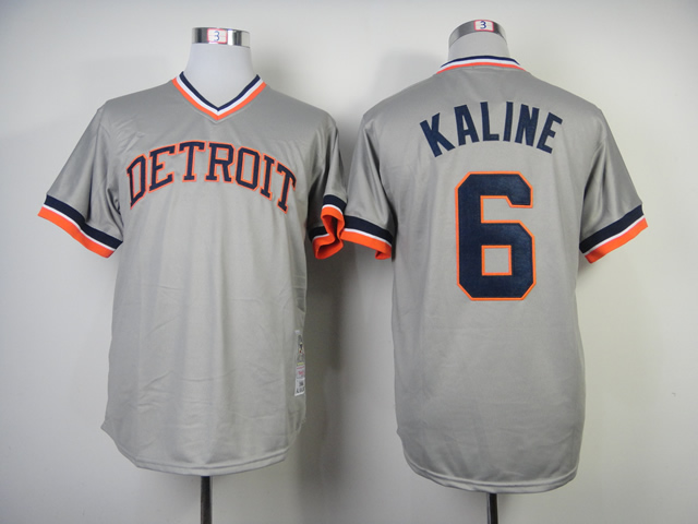 Men Detroit Tigers #6 Kaline Grey Throwback MLB Jerseys->detroit tigers->MLB Jersey